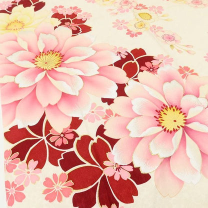 百華Y5666 美品 トールサイズ 着物 正絹 桜 手縫い仕立て 成人式 振袖