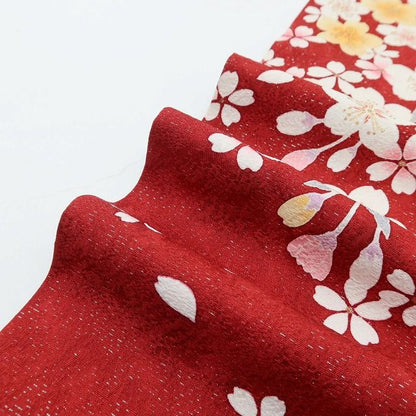 百華Y5668 美品 トールサイズ 銀通し 金駒刺繡 桜 着物 正絹 手縫い仕立て 成人式 振袖