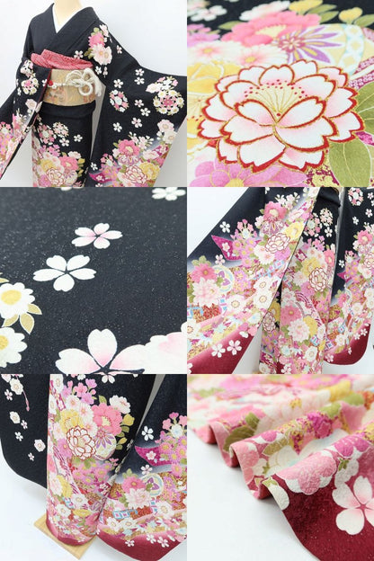 百華Y5671 美品 銀通し 着物 正絹 成人式 振袖