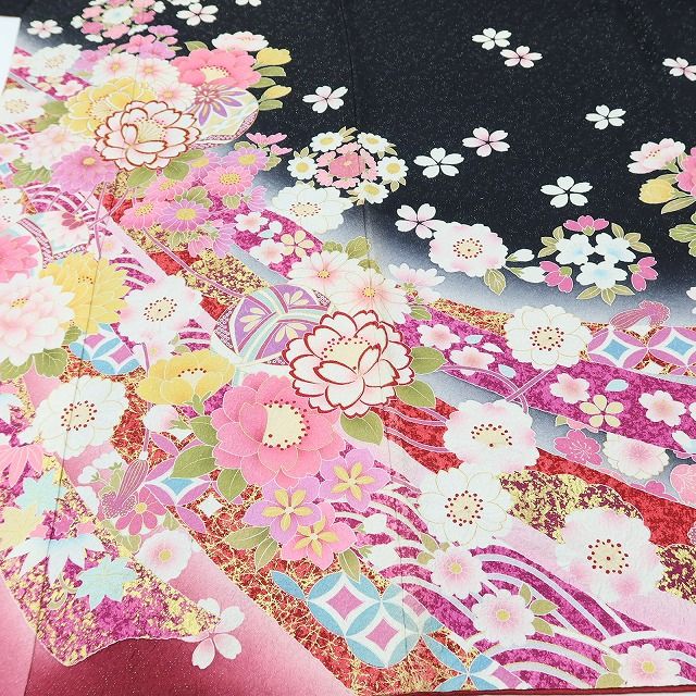 百華Y5671 美品 銀通し 着物 正絹 成人式 振袖