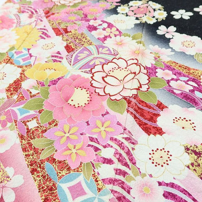 百華Y5671 美品 銀通し 着物 正絹 成人式 振袖