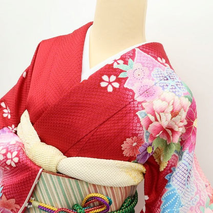 百華Y5672 美品 希少トールサイズ 着物 正絹 成人式 振袖