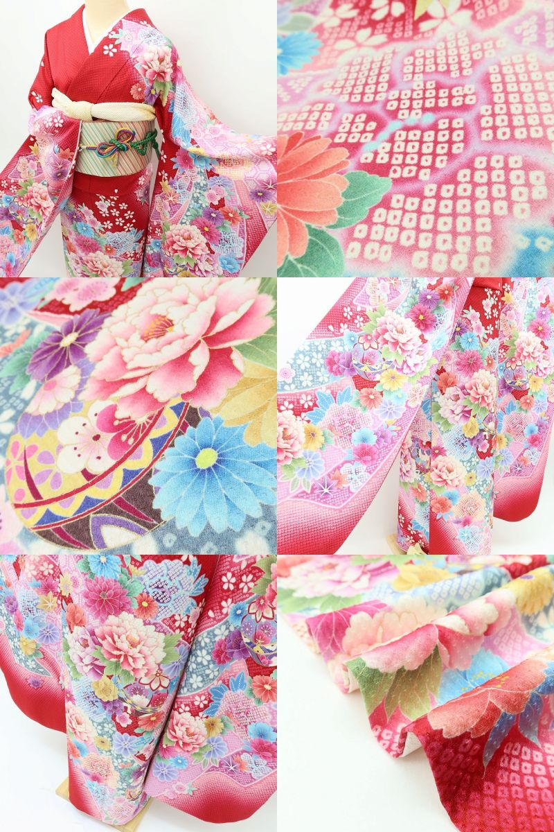 百華Y5672 美品 希少トールサイズ 着物 正絹 成人式 振袖
