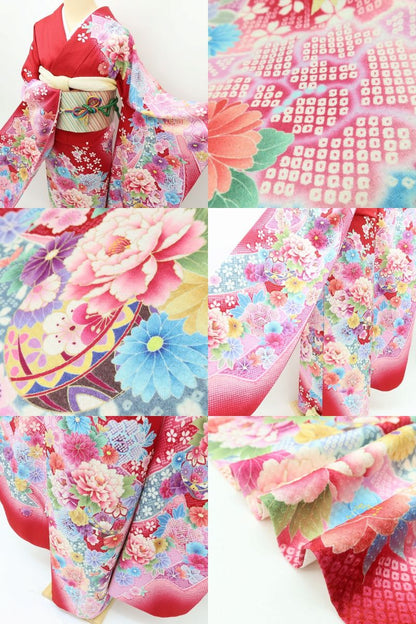 百華Y5672 美品 希少トールサイズ 着物 正絹 成人式 振袖