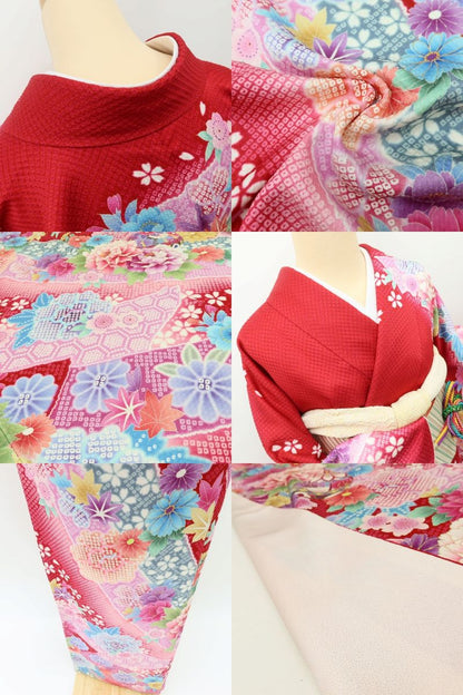 百華Y5672 美品 希少トールサイズ 着物 正絹 成人式 振袖