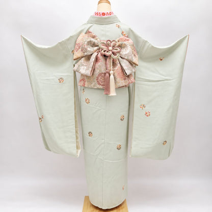 百華Y5679 美品 着物・長襦袢２点セット 着物 正絹 手縫い仕立て 七五三 ７歳 女の子 四つ身　