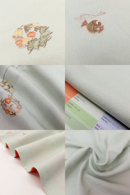 百華Y5679 美品 着物・長襦袢２点セット 着物 正絹 手縫い仕立て 七五三 ７歳 女の子 四つ身　
