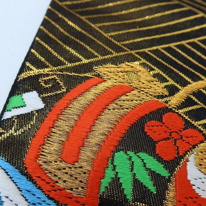 百華Y5685 新品 西陣織 宝尽くし 七五三 ７歳 女の子 着物 正絹 袋帯