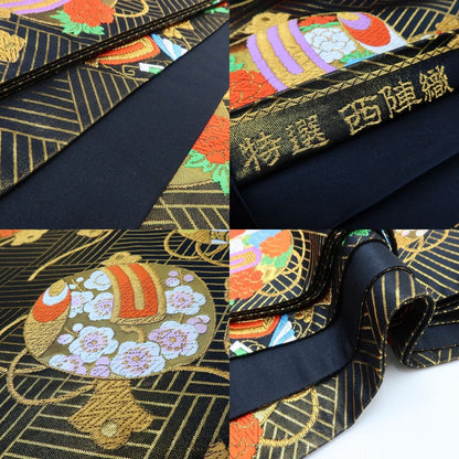 百華Y5685 新品 西陣織 宝尽くし 七五三 ７歳 女の子 着物 正絹 袋帯