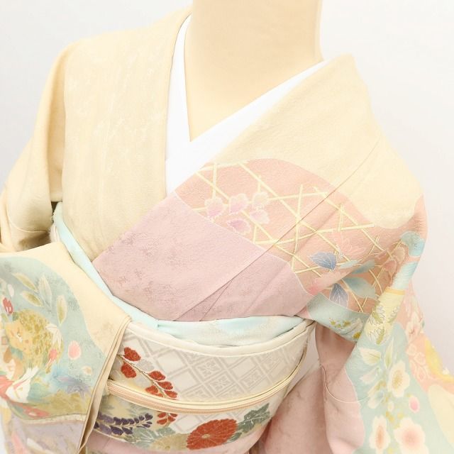 百華Y5686 新品 仕付け糸付 金駒刺繍 着物 正絹 手縫い仕立て 訪問着