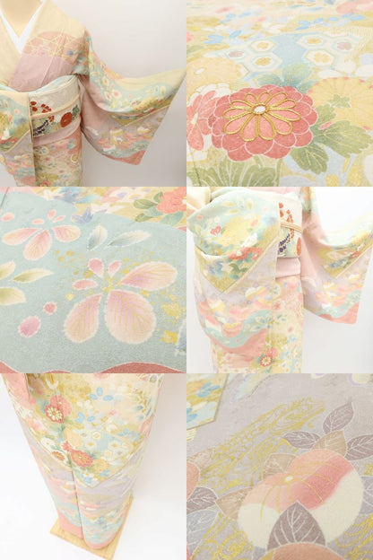 百華Y5686 新品 仕付け糸付 金駒刺繍 着物 正絹 手縫い仕立て 訪問着