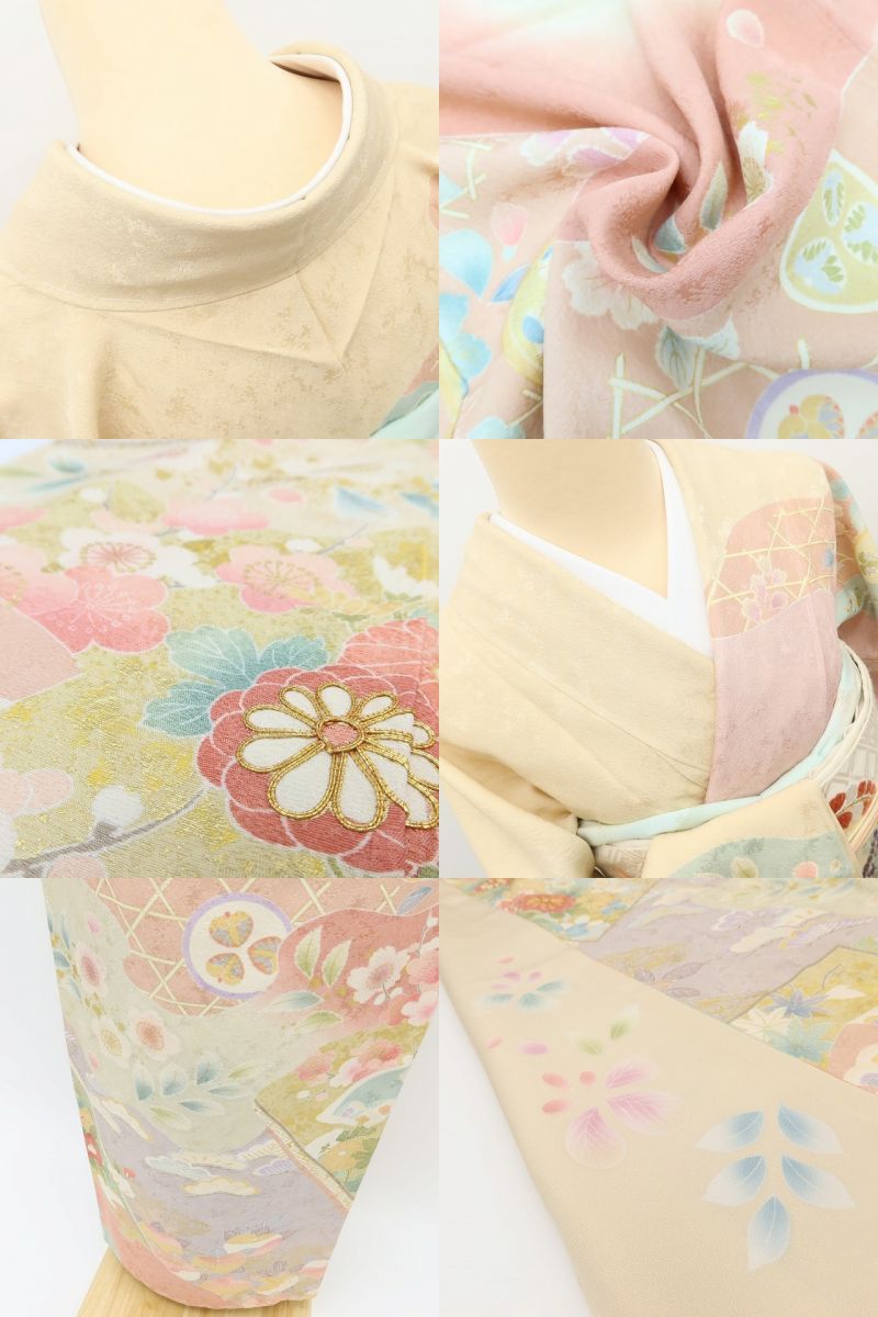 百華Y5686 新品 仕付け糸付 金駒刺繍 着物 正絹 手縫い仕立て 訪問着