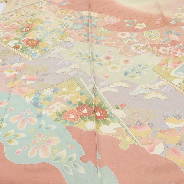百華Y5686 新品 仕付け糸付 金駒刺繍 着物 正絹 手縫い仕立て 訪問着