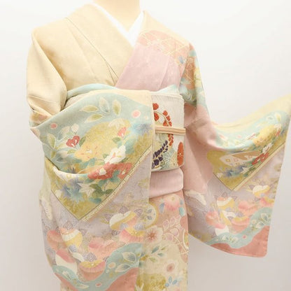 百華Y5686 新品 仕付け糸付 金駒刺繍 着物 正絹 手縫い仕立て 訪問着