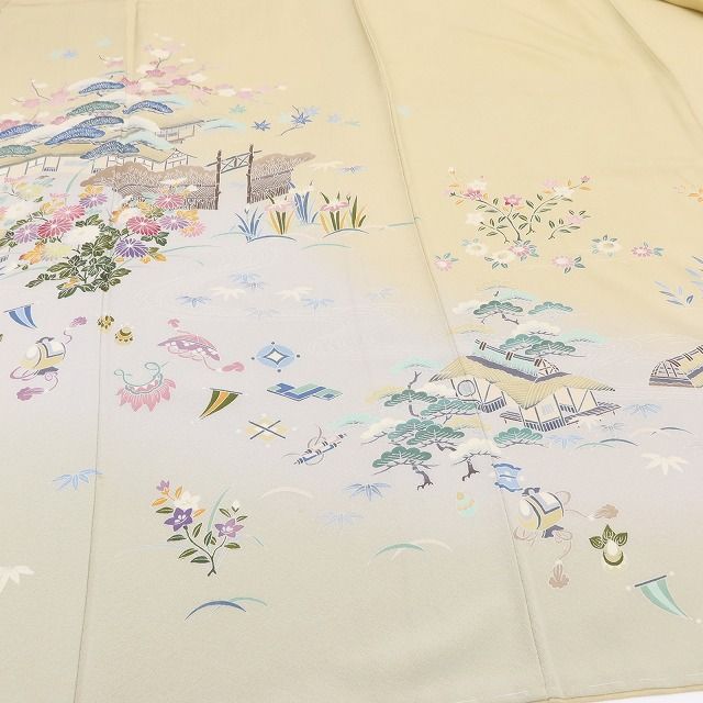 百華Y5687 仕付け糸付 手描き友禅 宝尽くし 茶屋辻 着物 正絹 手縫い仕立て 訪問着