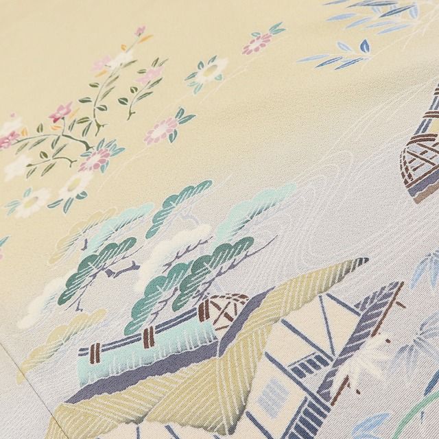 百華Y5687 仕付け糸付 手描き友禅 宝尽くし 茶屋辻 着物 正絹 手縫い仕立て 訪問着