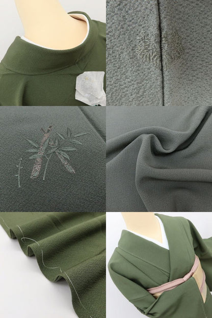 百華Y5689 新品 仕付け糸付 螺鈿 甲斐泰造 落款 一つ紋 着物 正絹 手縫い仕立て 訪問着