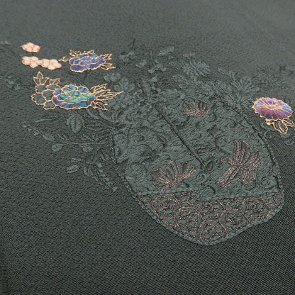 百華Y5689 新品 仕付け糸付 螺鈿 甲斐泰造 落款 一つ紋 着物 正絹 手縫い仕立て 訪問着