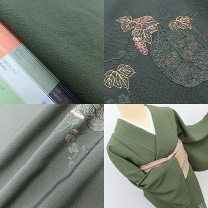 百華Y5689 新品 仕付け糸付 螺鈿 甲斐泰造 落款 一つ紋 着物 正絹 手縫い仕立て 訪問着