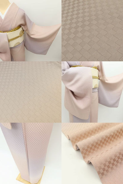百華Y5693 美品 一つ紋 暈し 着物 正絹 手縫い仕立て 小紋