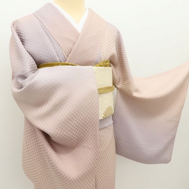 百華Y5693 美品 一つ紋 暈し 着物 正絹 手縫い仕立て 小紋