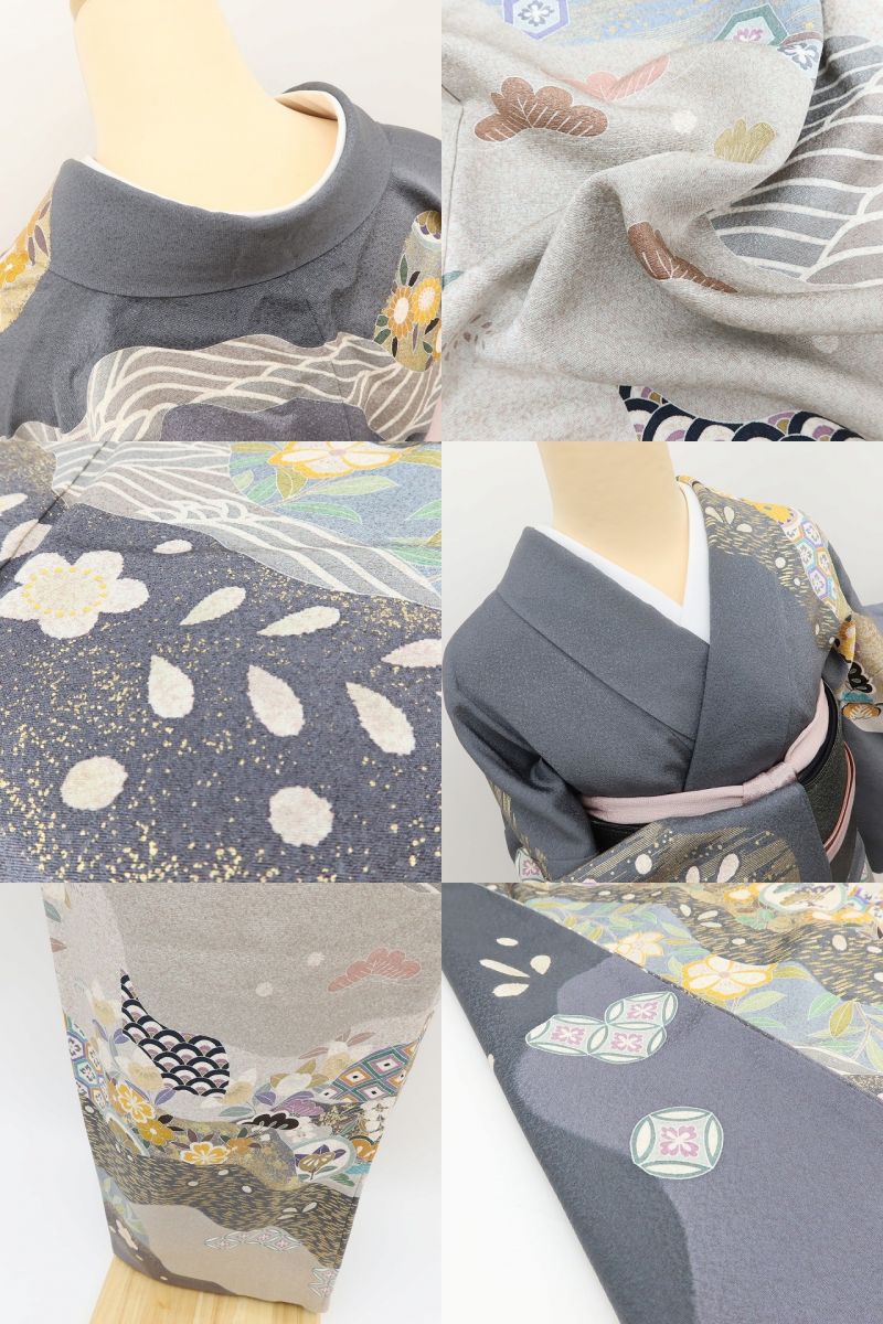 百華Y5694 美品 トールサイズ 着物 正絹 手縫い仕立て 訪問着