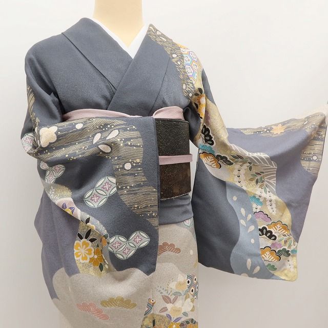 百華Y5694 美品 トールサイズ 着物 正絹 手縫い仕立て 訪問着