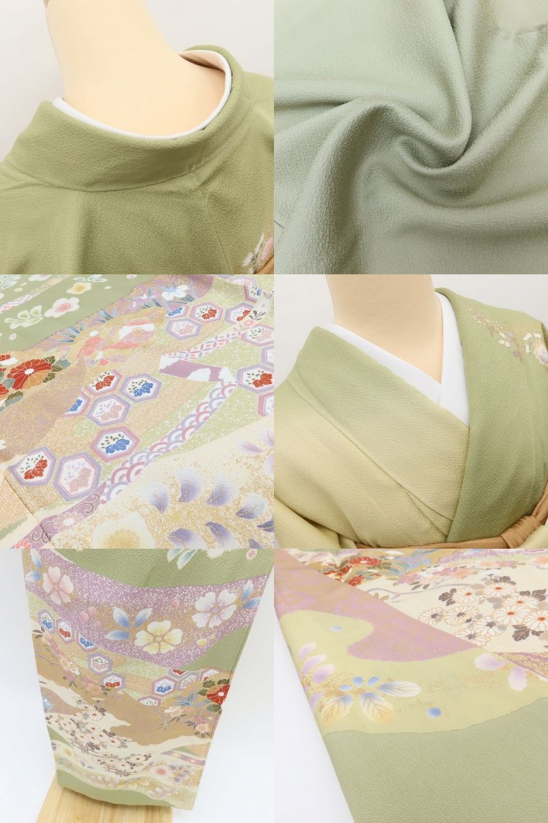 百華Y5701 美品 金駒刺繡 鴛鴦 トールサイズ 着物 正絹 手縫い仕立て 訪問着
