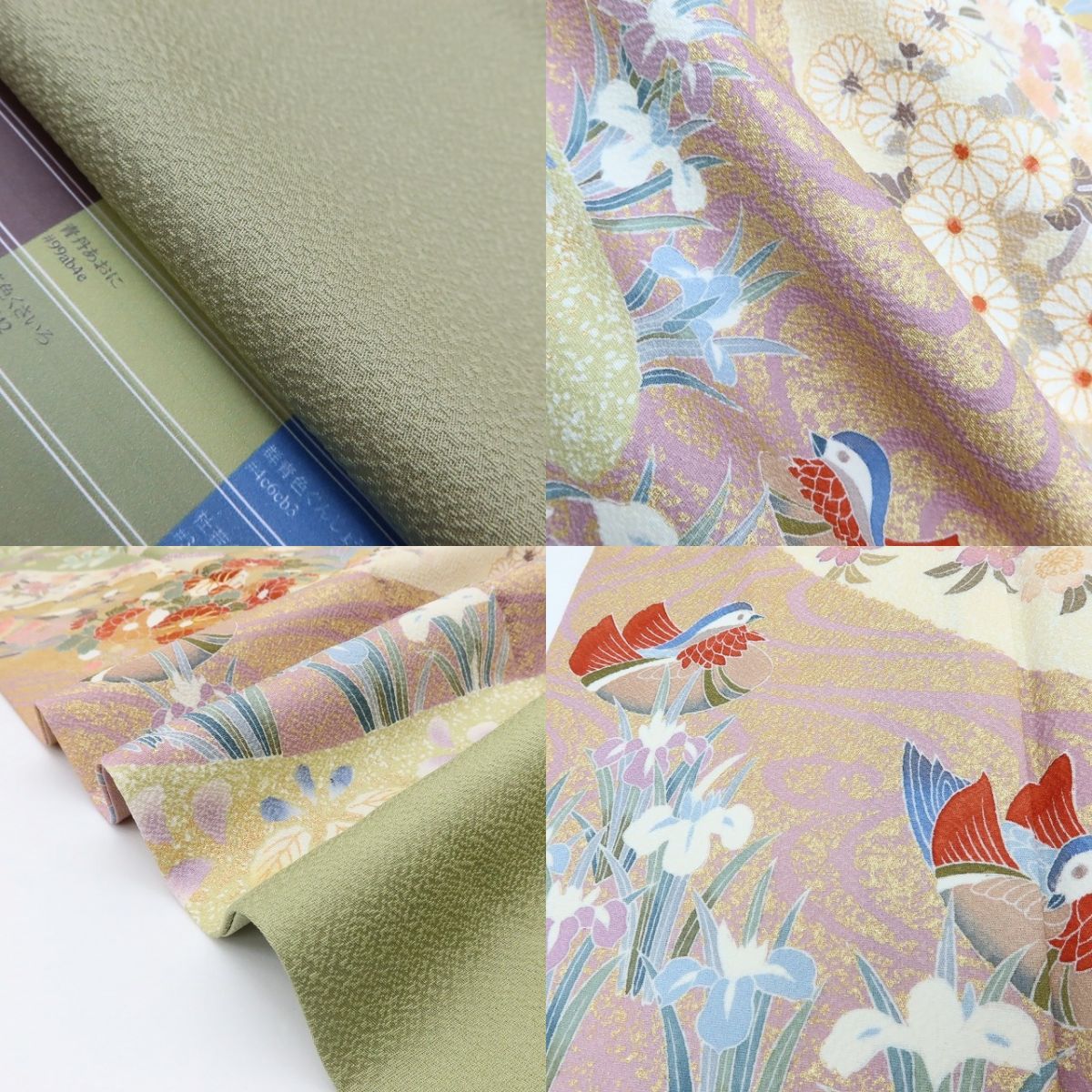 百華Y5701 美品 金駒刺繡 鴛鴦 トールサイズ 着物 正絹 手縫い仕立て 訪問着