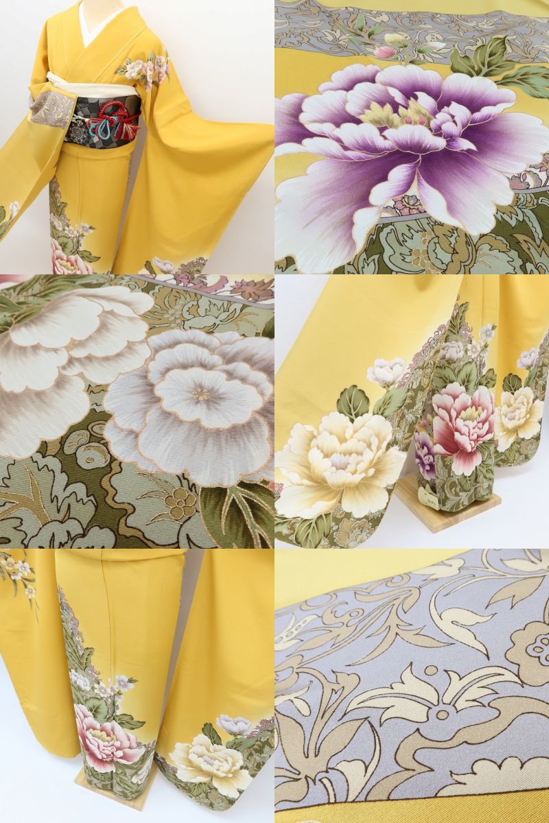 百華Y5710新品 仕付け糸付 忠隅真理子落款 ワイド・トールサイズ 着物 正絹 手縫い仕立て 成人式 振袖