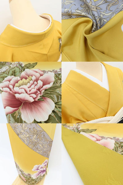 百華Y5710新品 仕付け糸付 忠隅真理子落款 ワイド・トールサイズ 着物 正絹 手縫い仕立て 成人式 振袖