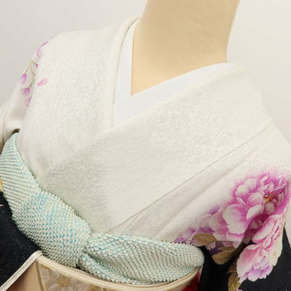 百華Y5711 美品 銀通し 着物 正絹 手縫い仕立て 成人式 振袖
