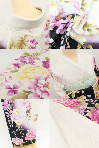 百華Y5711 美品 銀通し 着物 正絹 手縫い仕立て 成人式 振袖