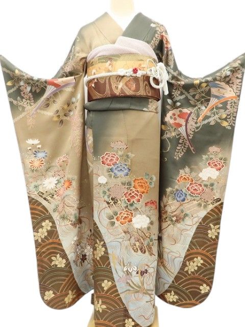 百華Y5712 美品 金駒 着物 正絹 成人式 振袖