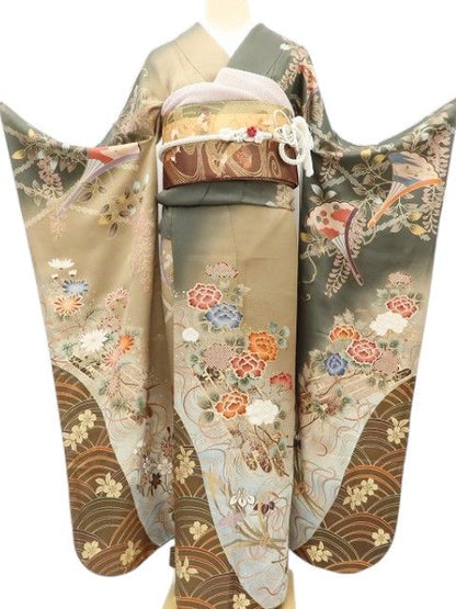 百華Y5712 美品 金駒 着物 正絹 成人式 振袖
