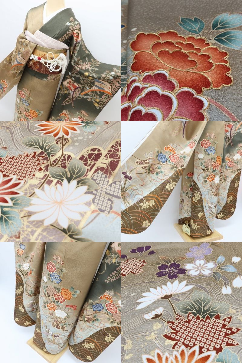 百華Y5712 美品 金駒 着物 正絹 成人式 振袖
