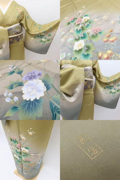 百華Y5717 新品 仕付け糸付 作家物落款 着物 正絹 手縫い仕立て 訪問着
