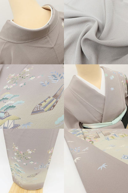 百華Y5718 新品 手描き友禅 仕付け糸付 ワイドサイズ 茶屋辻 宝尽くし 着物 正絹 手縫い仕立て 訪問着