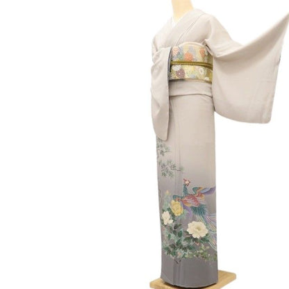 百華Y5721 新品 仕付け糸付 友禅作家 田村哲彦落款 一つ紋 孔雀 着物 正絹 手縫い仕立て 訪問着