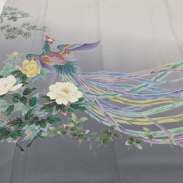 百華Y5721 新品 仕付け糸付 友禅作家 田村哲彦落款 一つ紋 孔雀 着物 正絹 手縫い仕立て 訪問着