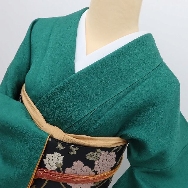 百華Y5725 美品 一つ紋 着物 正絹 手縫い仕立て 色無地