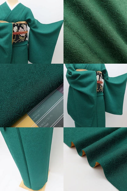 百華Y5725 美品 一つ紋 着物 正絹 手縫い仕立て 色無地