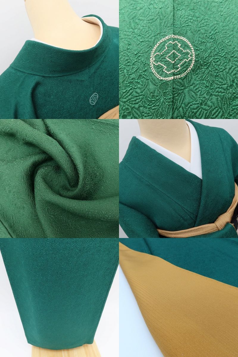 百華Y5725 美品 一つ紋 着物 正絹 手縫い仕立て 色無地