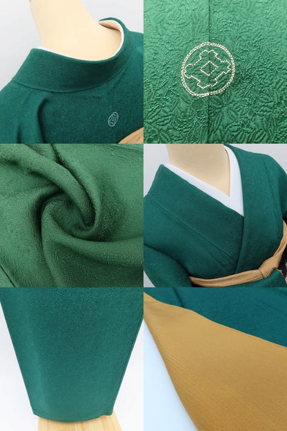 百華Y5725 美品 一つ紋 着物 正絹 手縫い仕立て 色無地