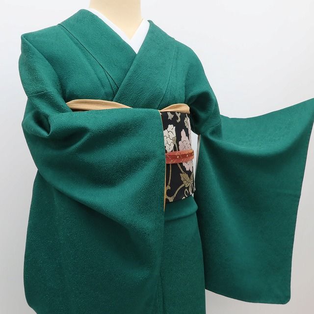 百華Y5725 美品 一つ紋 着物 正絹 手縫い仕立て 色無地