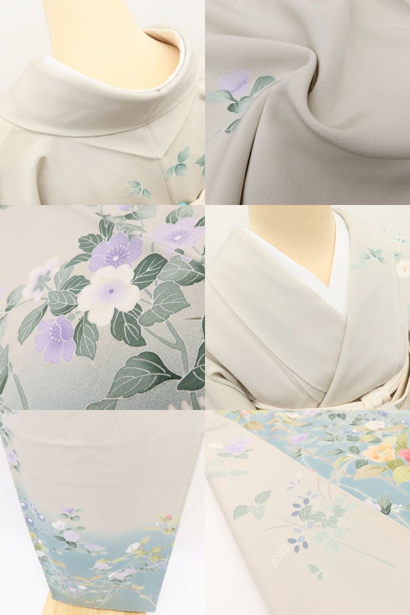 百華Y5729 新品 仕付け糸付 京加賀友禅 松彩落款 椿 着物 正絹 手縫い仕立て 訪問着