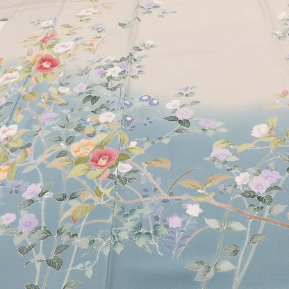 百華Y5729 新品 仕付け糸付 京加賀友禅 松彩落款 椿 着物 正絹 手縫い仕立て 訪問着