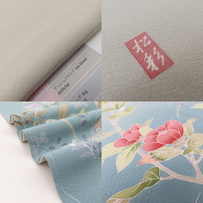 百華Y5729 新品 仕付け糸付 京加賀友禅 松彩落款 椿 着物 正絹 手縫い仕立て 訪問着