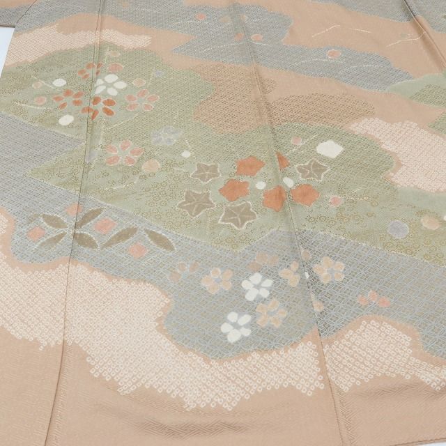 百華Y5737 美品 着物 梅 紅葉 正絹 手縫い仕立て 訪問着　