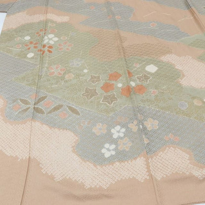 百華Y5737 美品 着物 梅 紅葉 正絹 手縫い仕立て 訪問着　